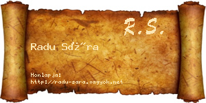 Radu Sára névjegykártya